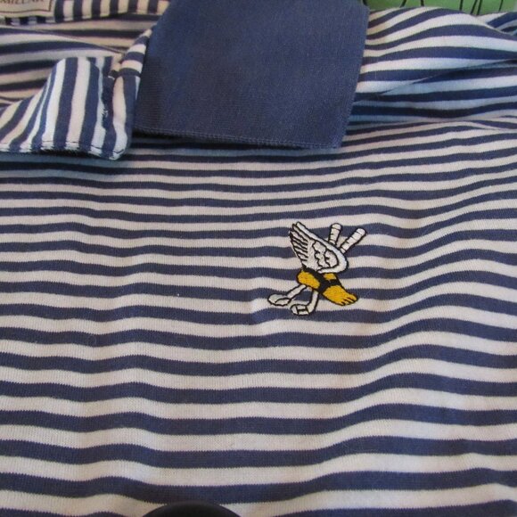 Peter Millar Winged Foot Blue and White Stripe Polo Size XL 100% Cotton EUC - Picture 6 of 9